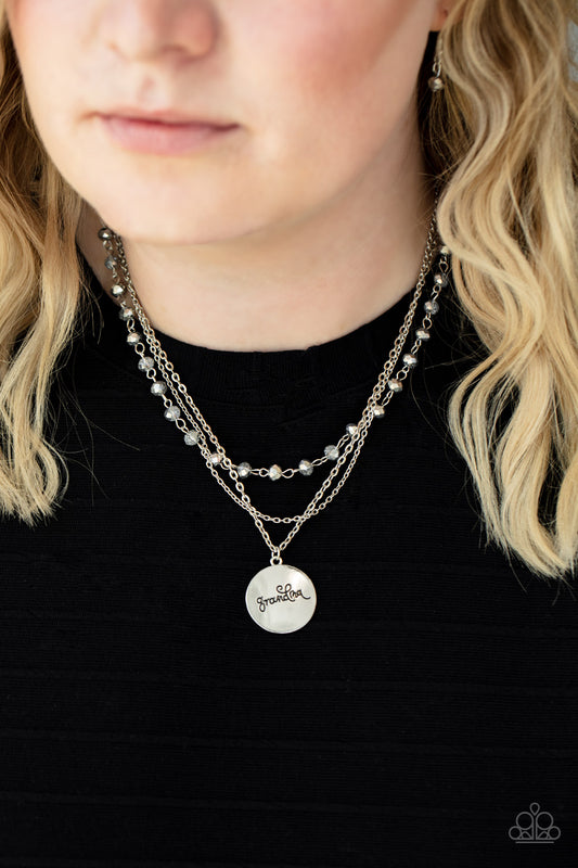 Paparazzi Promoted To Grandma Silver Necklace with Earrings For New Grandma