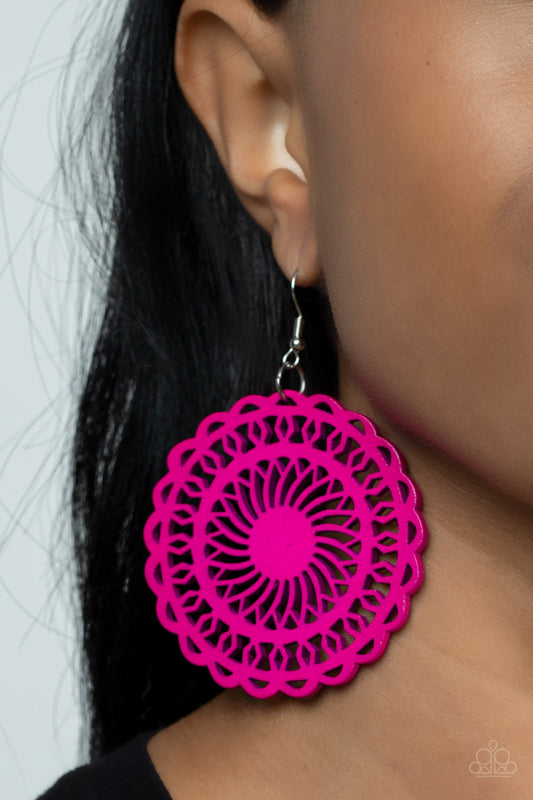 Paparazzi Earring ~ Island Sun - Pink