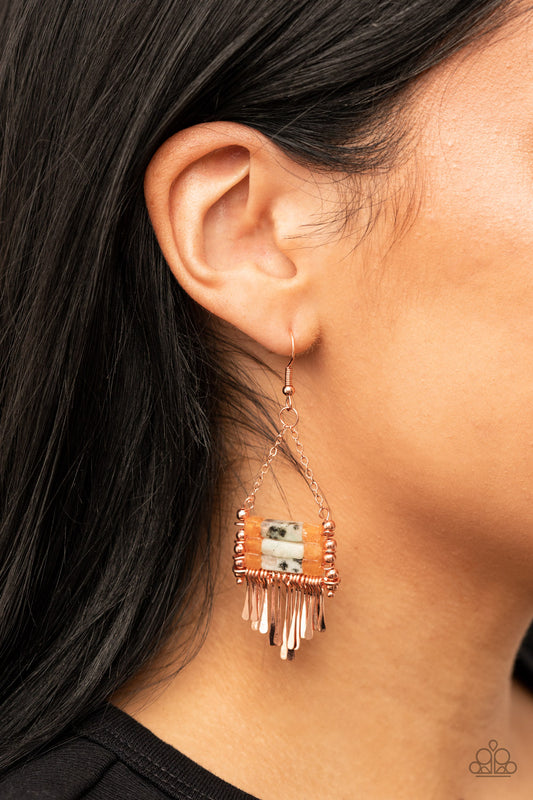 Paparazzi Earring Riverbed Bounty Copper Rose Gold Tone
