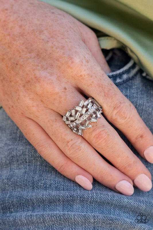Scattered Sensation - White Ring - Paparazzi Accessories
